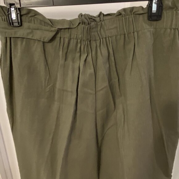 Anne Klein Linen Blend Paperbag Waist Cropped Pants - Picture 3 of 4